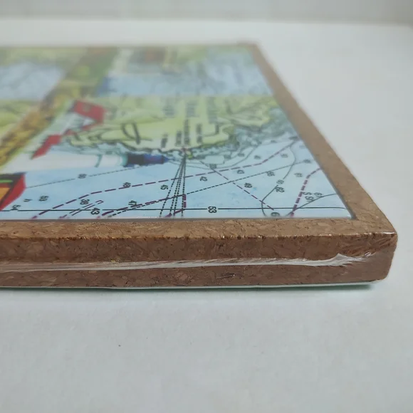 The Traveled Lane Maine Coast Lighthouse 4 Pc Coasters Trivet Ceramic Nautical Kitchen